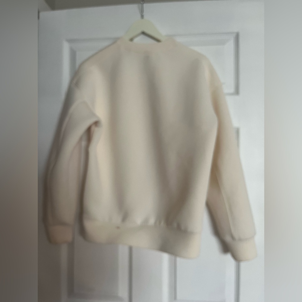 Uniqlo Cream matte Sweatshirt with Side Zipper - Picture 3 of 6